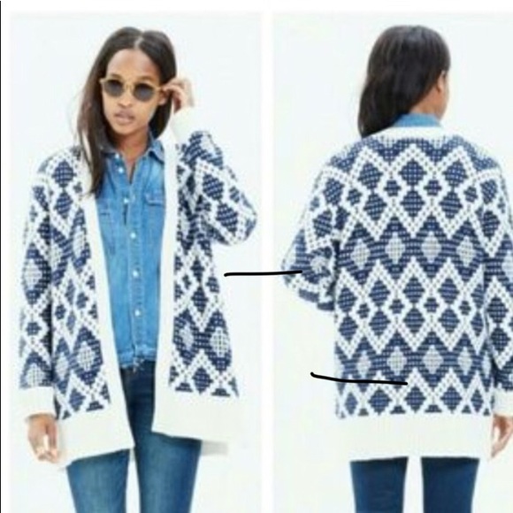 Madewell Sweaters - Madewell Blue and White Knitted Cardigan size XS